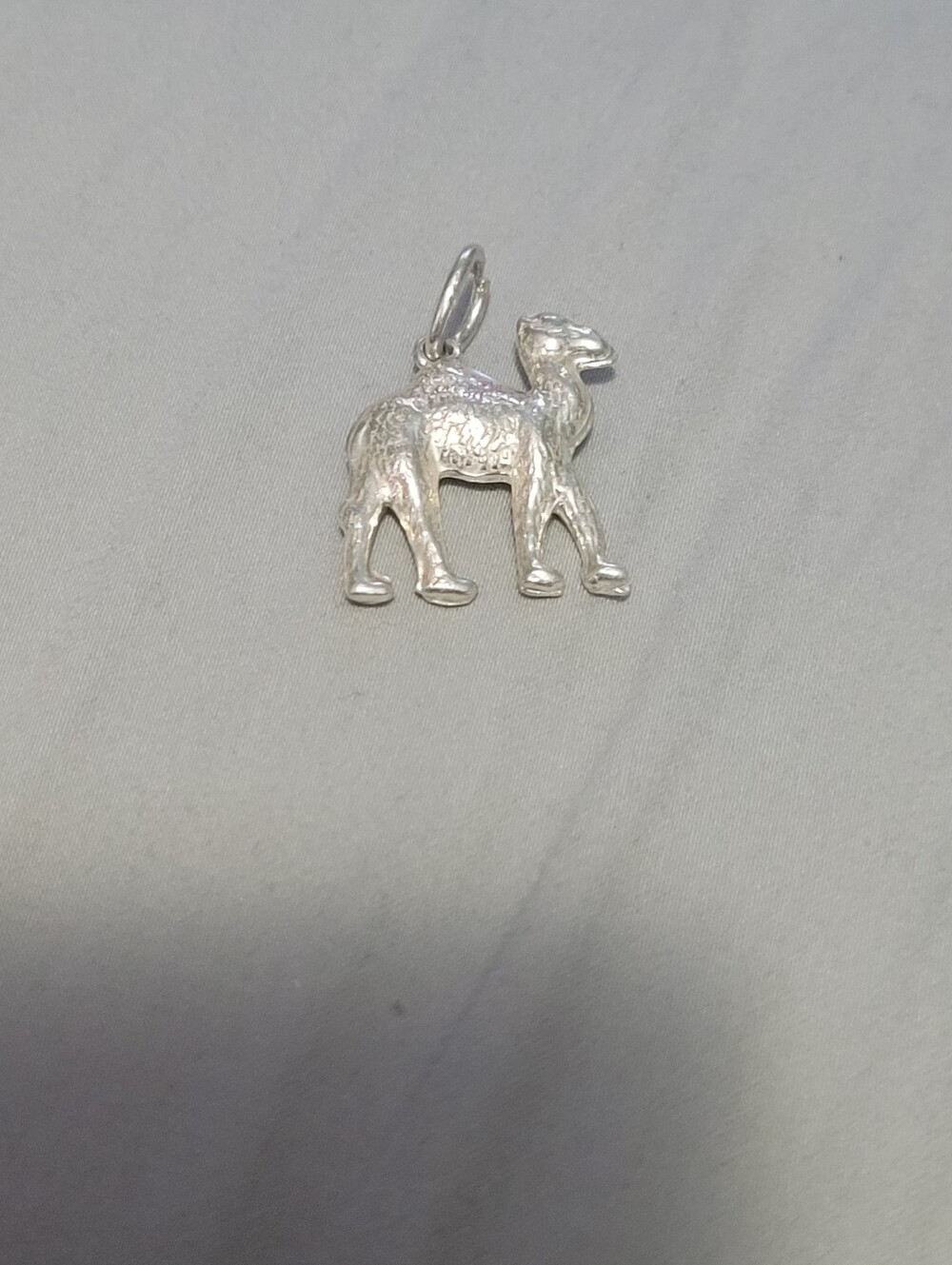 Sterling Silver Camel Charm Pendant - White Silver Finish